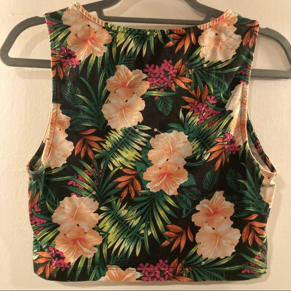 Forever 21 Large L tropical floral print crop top - Picture 5 of 6